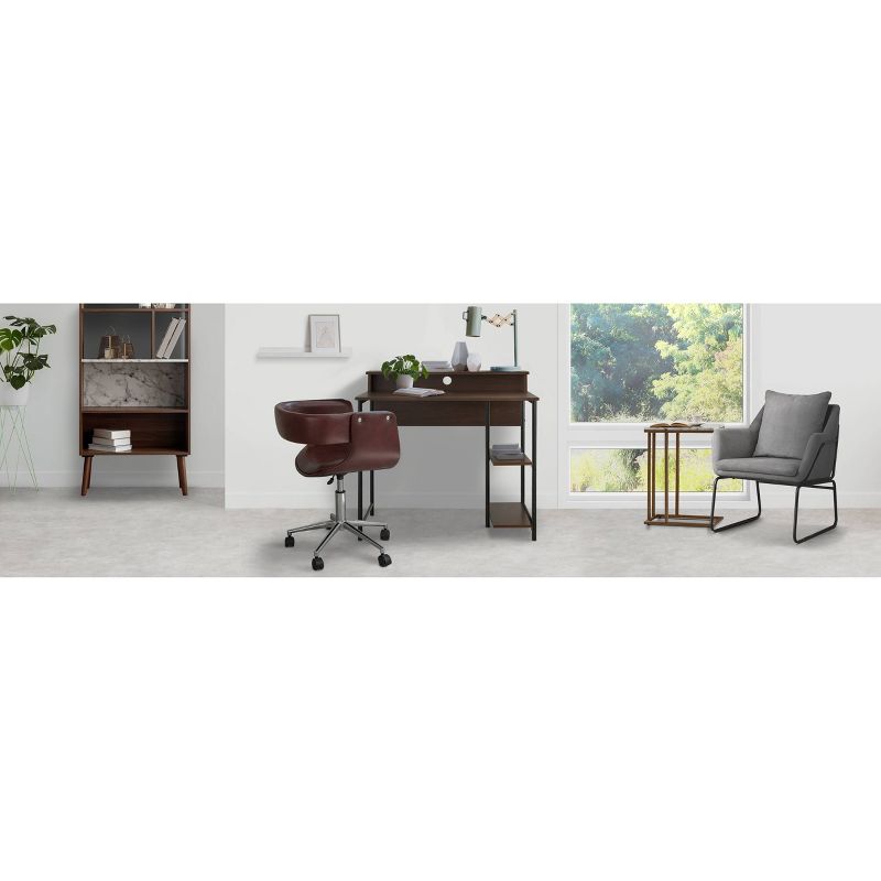 Faux Leather Swivel Home Office Chair with Adjustable Seat Height Brown - Teamson Home, 3 of 11