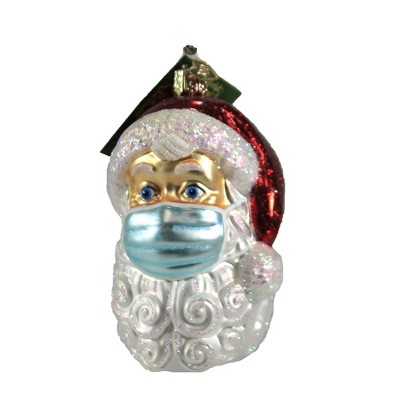 Old World Christmas 4.5" Santa With Face Mask Ornament Pandemic  -  Tree Ornaments