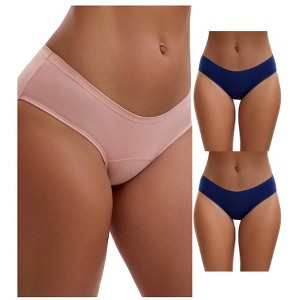 INSPIRE CHIC 3 Layers Period Leak Proof Briefs for Women's Cotton Mid-Waisted Underwear 3 Packs - 1 of 4