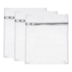 Unique Bargains Home Mesh Laundry Bags with Zipper for Delicate Clothing 3 Pcs - 1 of 4