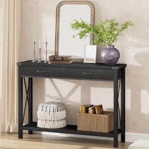 Coolmee 31 inch Console Table with Drawers and Open Shelf, 2-Tier Narrow Sofa Table for Entryway, Living Room, Corridor - 1 of 4
