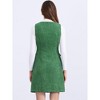 Allegra K Women's Tweed Sleeveless Square Neck Button Up A-Line Pinafore Overall Dress - 3 of 4