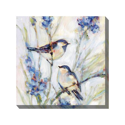Cottage Garden West of The Wind Meadow Blue Colorful 24 x 24 Inch Waterproof Gallery Wrapped Canvas, Outdoor Garden, Yard, Patio All Weather Hanging
