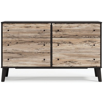 Piperton 6-Drawer Black and Light Brown Dresser
