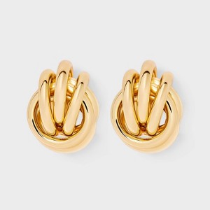 Ring Interlock Button Earrings - A New Day™ Gold: Nickel-Free Metal, Post Closure, Stud Design, 0.95" Length, 0.7" Width - 1 of 3