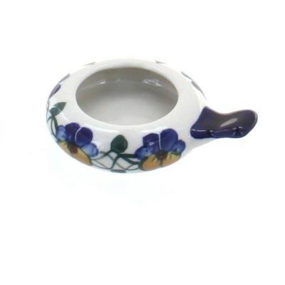 Blue Rose Polish Pottery Pansies Candle Holder