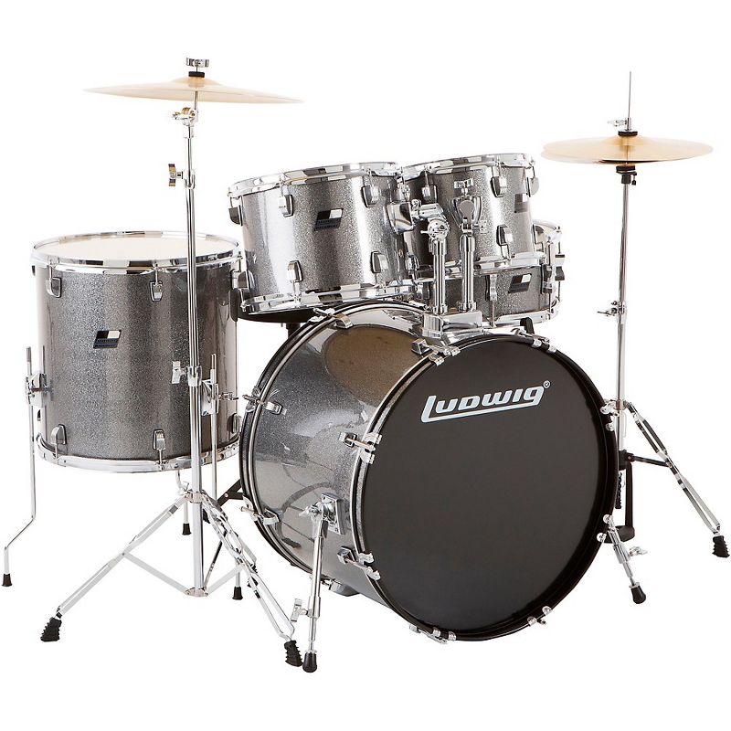 Ludwig BackBeat Complete 5-Piece Drum Set With Hardware and Cymbals Metallic Silver Sparkle, 1 of 6