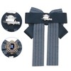 Elerevyo Women Ribbon Brooch Pin Striped Long Tail Bow Ties - 3 of 4