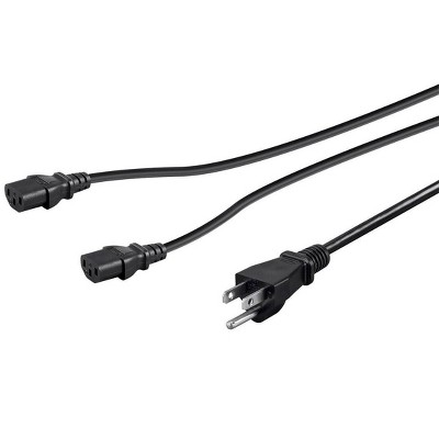 Monoprice Power Cord Splitter - 10 Feet - Black | NEMA 5-15P to 2x IEC 60320 C13, 16AWG, 13A, SJT, Usable for 100-250 VAC Applications