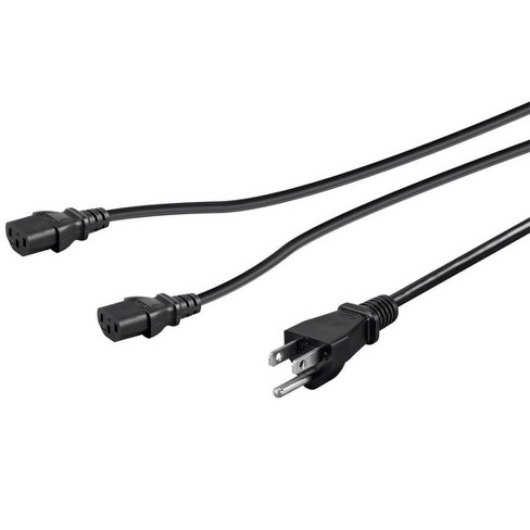 Monoprice Power Cord Splitter - 10 Feet - Black | NEMA 5-15P to 2x IEC 60320 C13, 18AWG, 10A, SJT, Usable for 100-250 VAC Applications - image 1 of 1