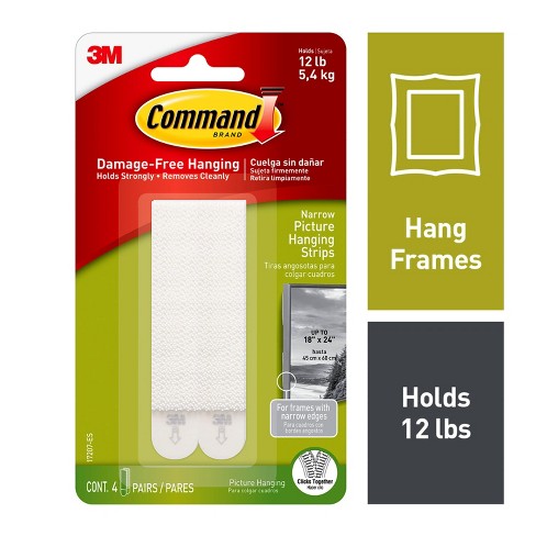 Command 12 Sets Of Strips Large Sized Picture Hanging Strips White : Target