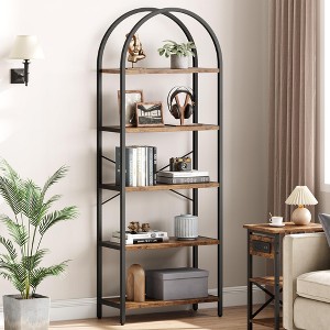 GustoWave Arched Bookshelf 5 Tier Bookcase Display Racks Tall Bookshelves Modern Storage Rack Shelf Large Wood Book Shelf for Bedroom, Living Room - 1 of 4