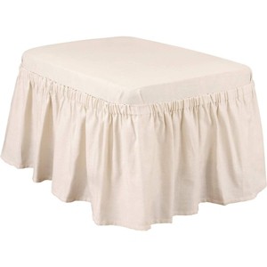 Duck Ottoman Slipcover Natural - Sure Fit: Cotton, Stretch Fit, Machine Washable, Indoor Use - 1 of 4