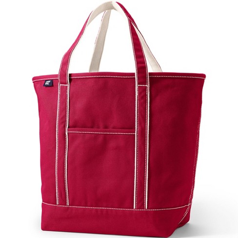 Lands' End Large Solid Color 5 Pocket Open Top Canvas Tote Bag 