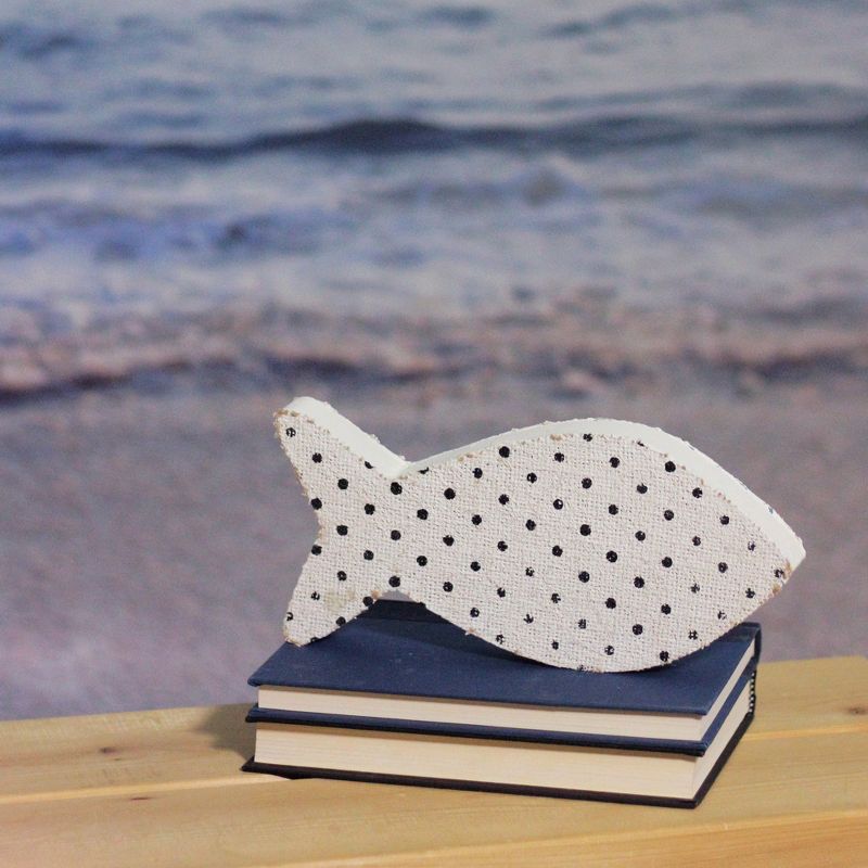 Northlight 10” Cape Cod Inspired Table Top White and Black Polka Dot Fish Decoration, 3 of 4
