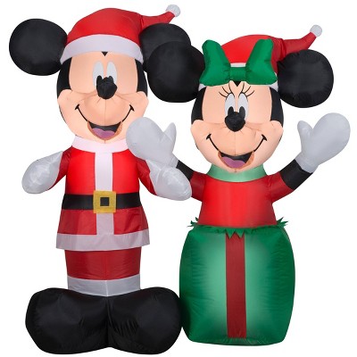 4' Disney Mickey Mouse & Friends Santa Mickey and Minnie Mouse Inflatable Christmas Decoration