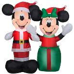 4' Disney Mickey Mouse & Friends Santa Mickey and Minnie Mouse Inflatable Christmas Decoration