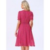Allegra K Women's Square Neck Metallic Stars Ruffle A-Line Stretch Waist Midi Dress - 3 of 4