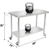 48"x24" Stainless Steel Prep Table w/ Undershelf & Wheels - Heavy-Duty Commercial Worktable for Kitchens - 3 of 4