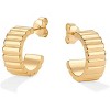 14K Gold Plated Bold Statement Hoop Earrings for Women - Trendy Boho Ribbed Croissant Scallop Peach Puffy Jewelry Chunky Gold Earrings - 3 of 3