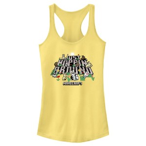 Juniors Womens Minecraft Just Hoppin' Around Racerback Tank Top - 1 of 4