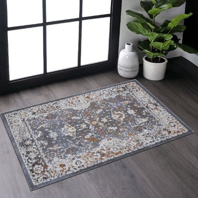 Kumasinova Trendy Stain-Resistant 2x3 Area Rug, Non-Shedding Living Room Rug, Medallion Door Mat, Boho Washable Rugs, Kid & Pet-Friendly, Multicolor