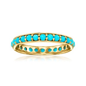 Ross-Simons Turquoise Eternity Band in 14kt Yellow Gold Size 8 - 1 of 4