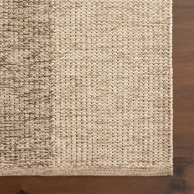 Handmade Rectangular Beige and Brown Cotton Area Rug, 5' x 8'