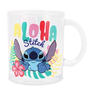Silver Buffalo Disney Lilo & Stitch "Aloha" 18-Ounce Glass Coffee Mug - 1 of 4