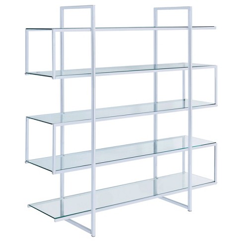 Milo Baughman Style Chrome and Glass Etagere Shelving, Mid Century Modern  Furniture