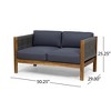 Modern Sofa Set, Outdoor Acacia Wood Loveseat, Contemporary Fabric Wicker 2-seat Sofa Chair With Backrest Cushion, Wooden Coffee Table - 4 of 4