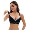 INSPIRE CHIC Front Closure for Women's Lace Full Coverage V Neck Wirefree Adjustable Straps Soft Bras - 4 of 4