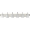 Progress Lighting, Classic Collection, 6-Light Bath, Brushed Nickel, Etched Glass Shades - 3 of 4