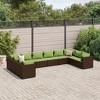 vidaXL 10-Piece Patio Lounge Set with Cushions - Brown Poly Rattan Sectional Sofa for Garden, Patio, Deck, or Terrace - Adjustable Feet, UV-Resistant - 2 of 4