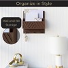 Wall Mounted Mail Organizer with 2 Slots and 3 Hooks – Multiple Finishes – MDF Wood - 3 of 4