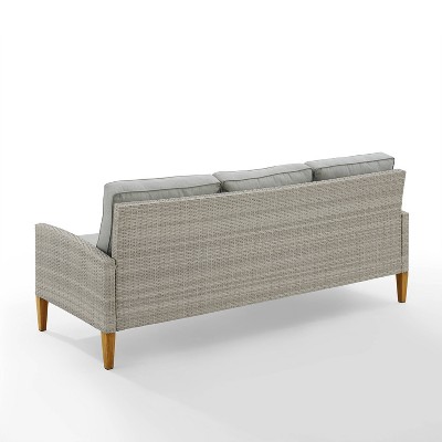 Gray Wicker and Steel Three-Seat Outdoor Sofa