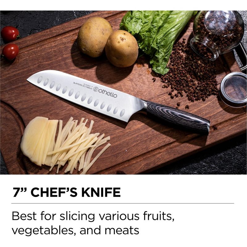 OTHELLO Classic 6-Piece Knife Set with Wooden Block Kitchen Knives, Black, 4 of 8