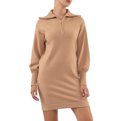 Tan shop sweatshirt dress