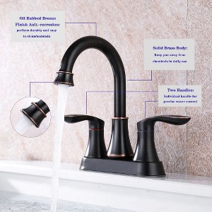 Stylish 2-Handle 4-Inch Oil Rubbed Bronze Bathroom Faucet with Pop-up Drain and Supply Hoses - 1 of 4