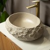 20" Irregular Oval Resin Bathroom Sink with Stone Pattern, Modern Vessel Basin for Bathroom Vanity – The Pop Home - 3 of 4