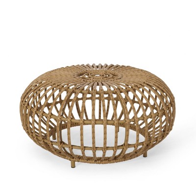 Ottawa Patio Boho Wicker Coffee Table - Light Brown - Christopher Knight Home