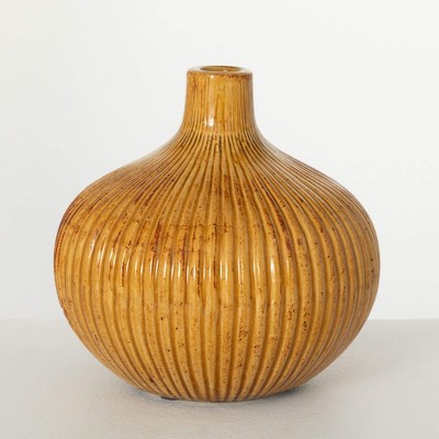 Sullivans 8" Amber Textured Urn Vase