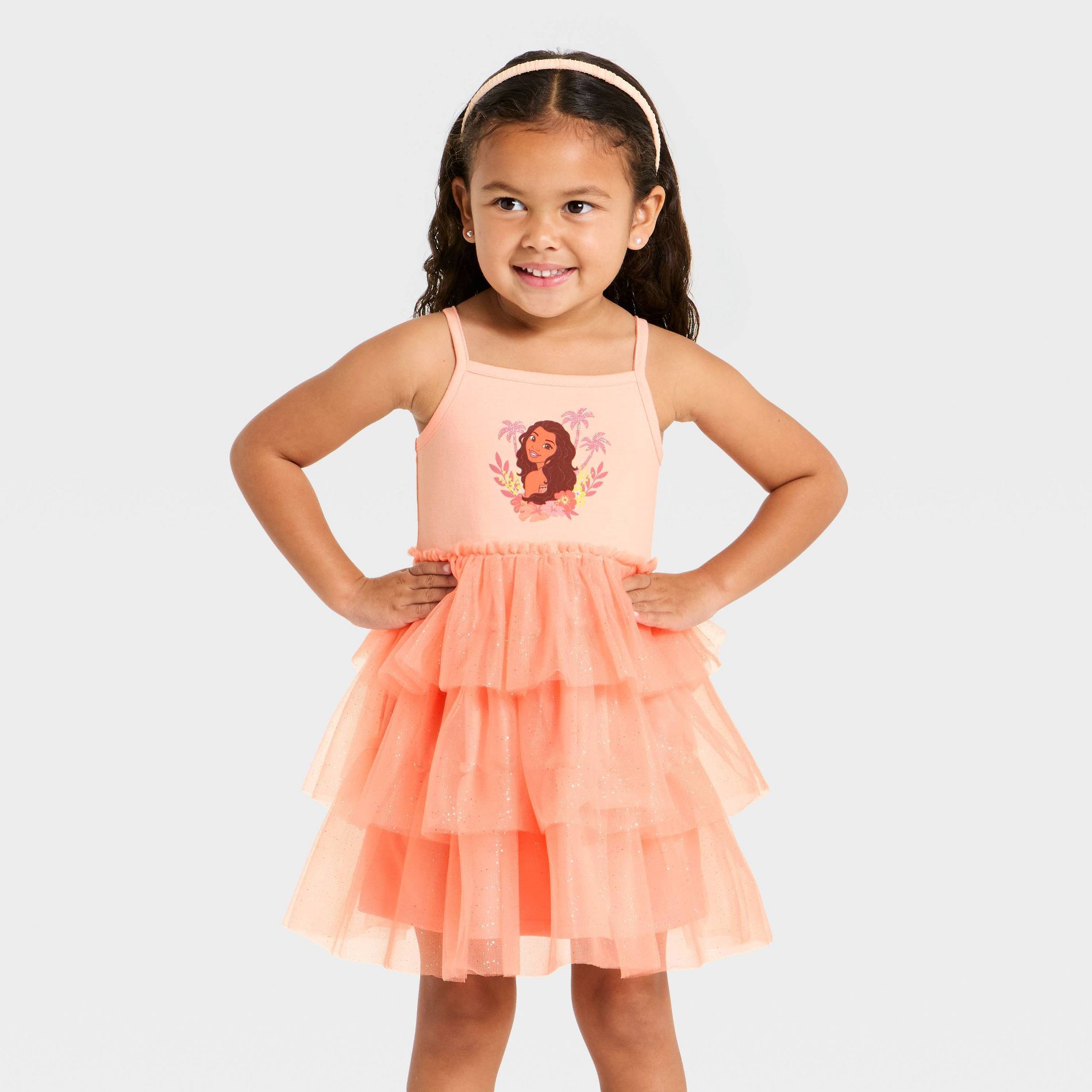Toddler Girls' Moana Dress - Peach Orange