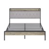Bed frame with charging station Queen size,Grey, 87.8'' L x 61.8'' W x 39.2'' H - 4 of 4
