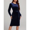Coolmee Women's Velvet Cocktail Dress Fall Fashion Long Sleeve High Waist A Line Dress Velvet Wedding Guest Dress with Belt - 4 of 4