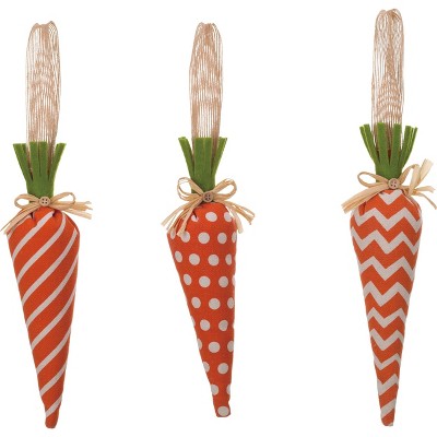 Transpac Burlap Hanging Carrot Ornament Set of 3 Spring Home Decorations