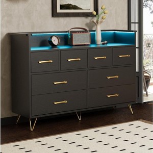CuisinSmart 8-Drawer Dresser, Wide Bedroom Dresser Chest with Open Space, Modern Chest of Wide Drawers for Living Room, Entryway, Hallway - 1 of 4