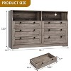 Zstar Modern Wide 6 Drawers Dressers with Power Outlet and Led Lights for Living Room, Hallway - 2 of 4