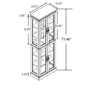 LunaLulinlk Lighted Glass Display Cabinet,Display Cabinet,Glass Storage Cabinet Glass Wine cabinet, Pantry light bulb included Antique white - 1 of 4