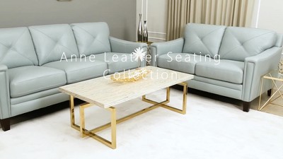 Anne Leather Sofa Light Blue Abbyson Living Target